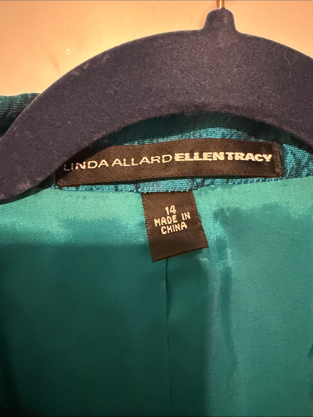 Vintage Women’s Teal Satin Longline Blazer by Linda Allard Ellen Tracy Size 14 - Picture 2 of 6